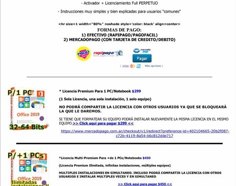Mercado Pago - Estafa -office 2019 premium full español on-line 