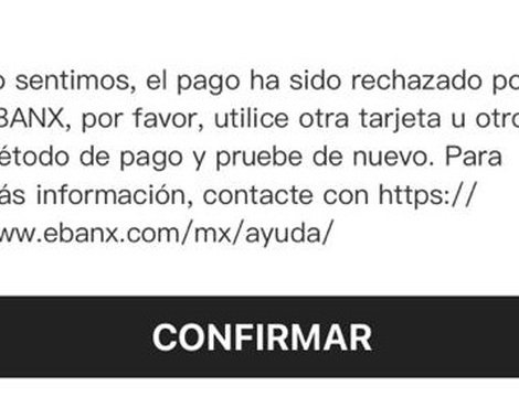 Shein - Rechazo de pago en shein