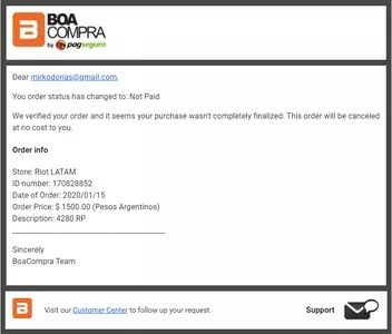 Pagué una orden en status "not paid" boacompra (ayuda)