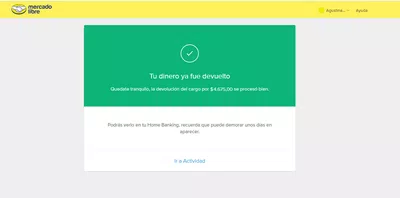 Devolución de dinero compra cancelada