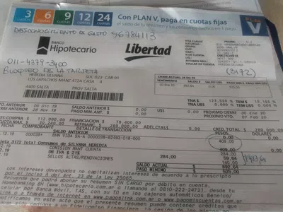 Gastos administrativos de la tarjeta que no me corresponden
