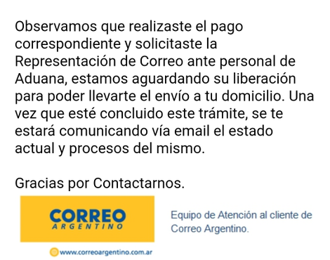 Correo argentino no entrega envíos internacionales