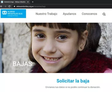 Quiero dar de baja a aldeas infantiles