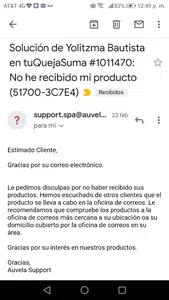 No he recibido mi producto