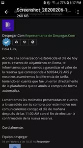 Despegar.Com Despegar se comprometió a afrontar los cargos de una reserva cancel