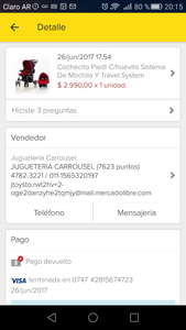 Devolución de pago a mi cuenta