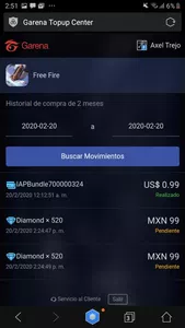 Compre diamantes y no me llegaro ahin tengo los comprobantes