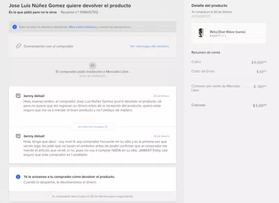 Les pide que no hacen el rembolso antes de confirmar buena recepcion articulo
