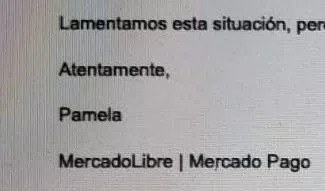 Pamela de mercado libre espero su respuesta
