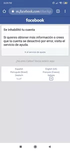 Me inhabilitaron mi cuenta de facebook y no puedo entrar al juego