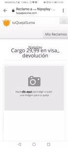 Cargo 29,99 en visa,, devolución