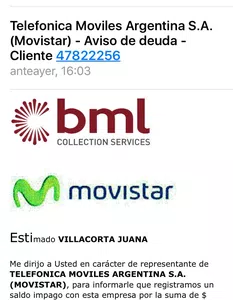Reclamo por deuda inexistente