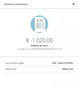 Devolucion del dinero debitado por unilogro no autorizado
