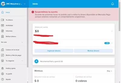 Suspendieron mi cuenta de mercado pago