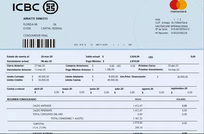 Baja tarjeta mastercard icbc y devolución de comisiones pagas