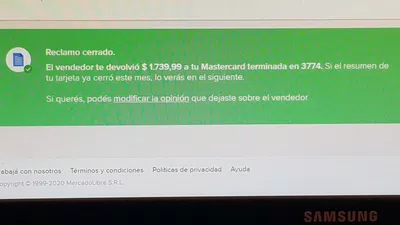 Dinero devuelto de vendedor no figura