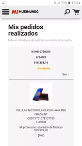 Informacion de mi compra