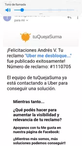 Uber me desbloqueó mi cuenta de conductor