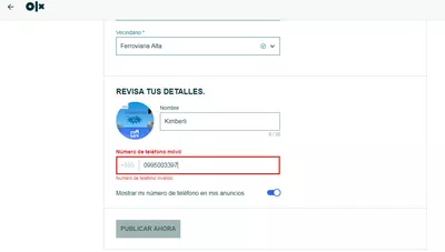 No puedo publicar mi anuncio de venta de mascarillas