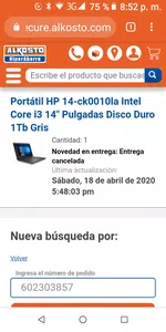 Compré un computador por internet el día 17 de abril y no me lo han entregado