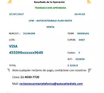 Que se anule el pago que hice con fiat de autos
