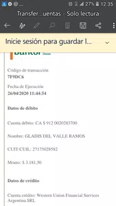 Transferencia de dinero que no reconoce western union