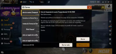 Suspensión de cuenta
