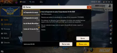 Suspension de cuenta