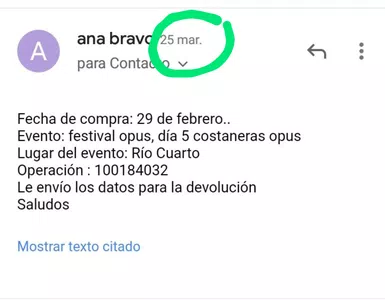 Pido devolución del dinero de entrada comprada con tarjeta de crédito