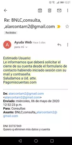 Borrar cuenta