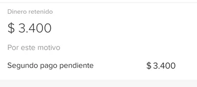Dinero retenido (segundo pago pendiente) mercado pago