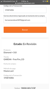 Recargue en boa copra y no me llegaron los diamantes para el juego de free fire