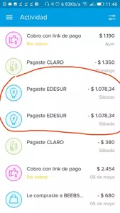 Reclamo por pago de servicio de edesur dos veces