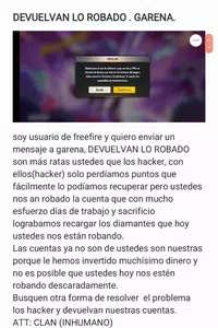 Robo de dinero por parte de garena