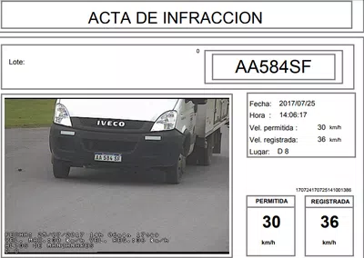 Multa el camion circulo a mas velocidad de la permitida en el barrio