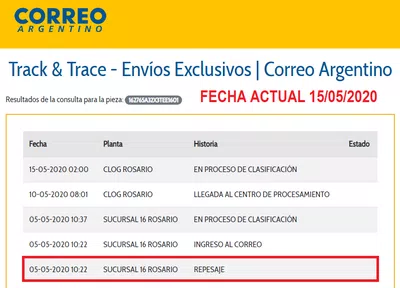 15 días demorado en rosario con destino buenos aires