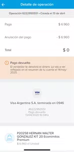 Devolución importe