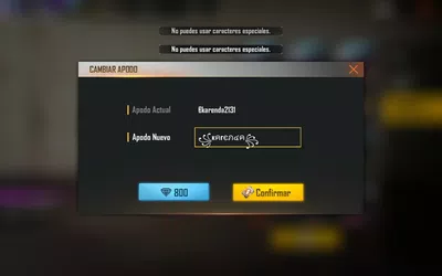 No me deja cambiar él nombre