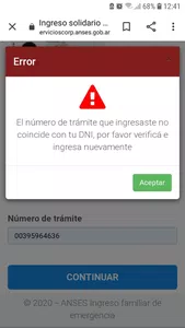Nº de tramite incorrecto