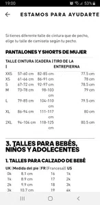Adidas tabla de talles