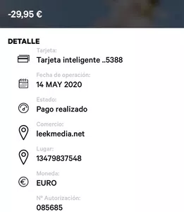 Cargo en tarjeta