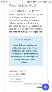 Compré fotos y no las envían