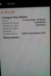 Solución de mi recarga $500