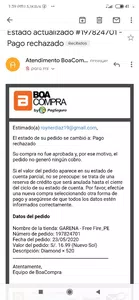 No me llega los diamantes que compre