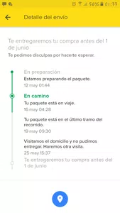 No me llega el envio