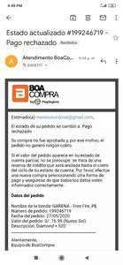 Me recargo en fre lleno bn los datos y me sale cancelado