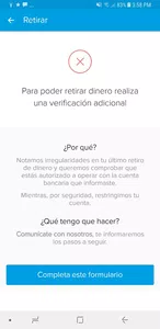 Restringcion de cuenta para retirar dinero