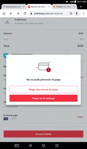 No puedo pagar con tarjeta de debito