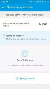 No se me acredia un retiro