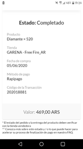 No me llegan los diamantes en free fire hace tres dias que los pague